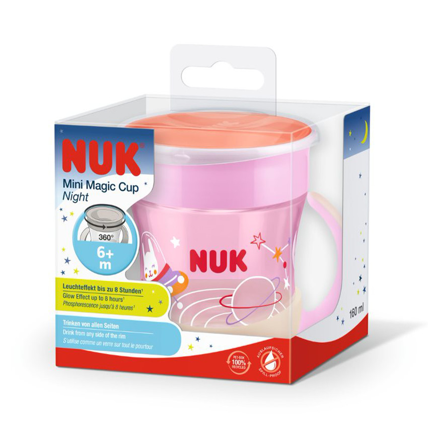 Tasse Mini Magic Cup nuit phosphorescente 160 ml - Rose - Rose (Nuk) - Image 1