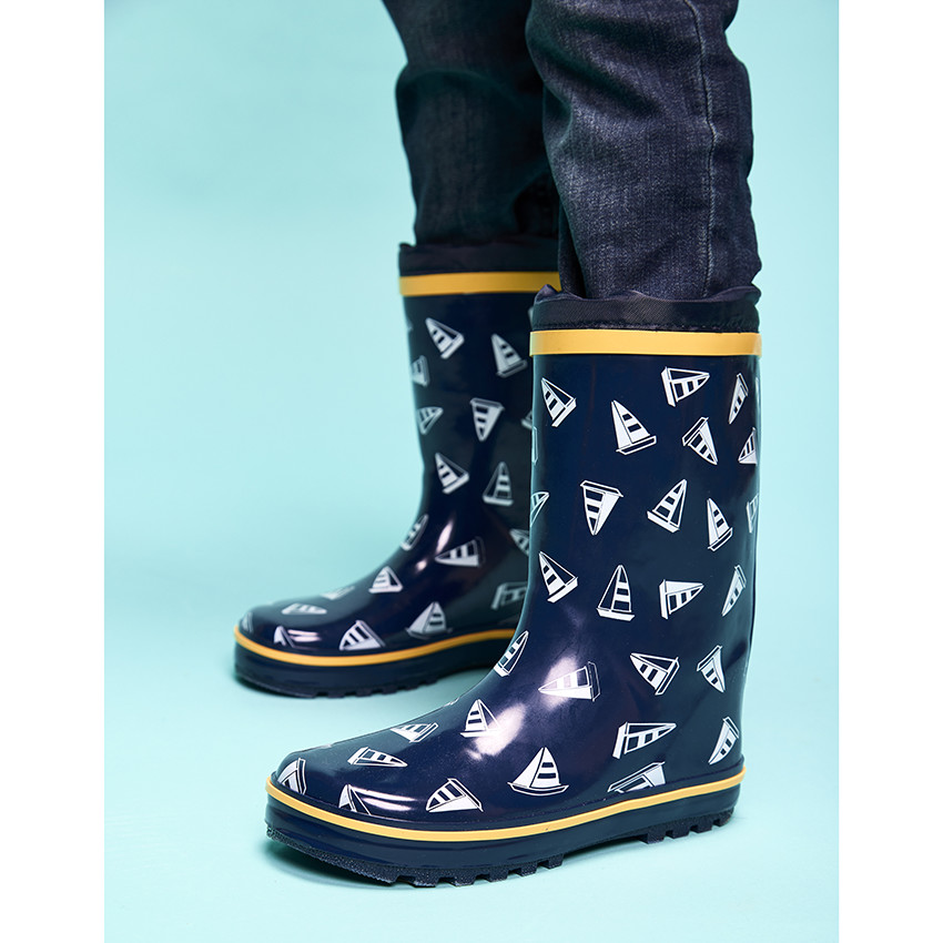 Bottes de pluie en caoutchouc imprimé bateaux pour garçon 