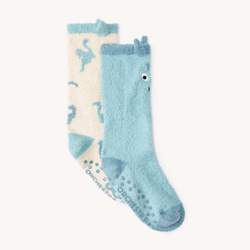 Lot de 2 chaussettes antidérapantes effet bouclette pour garçon 