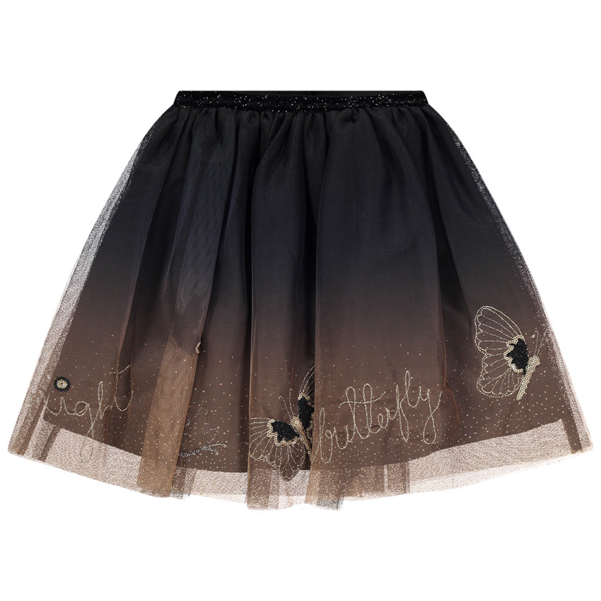 Jupe en tulle effet dégradé à papillons en sequins 