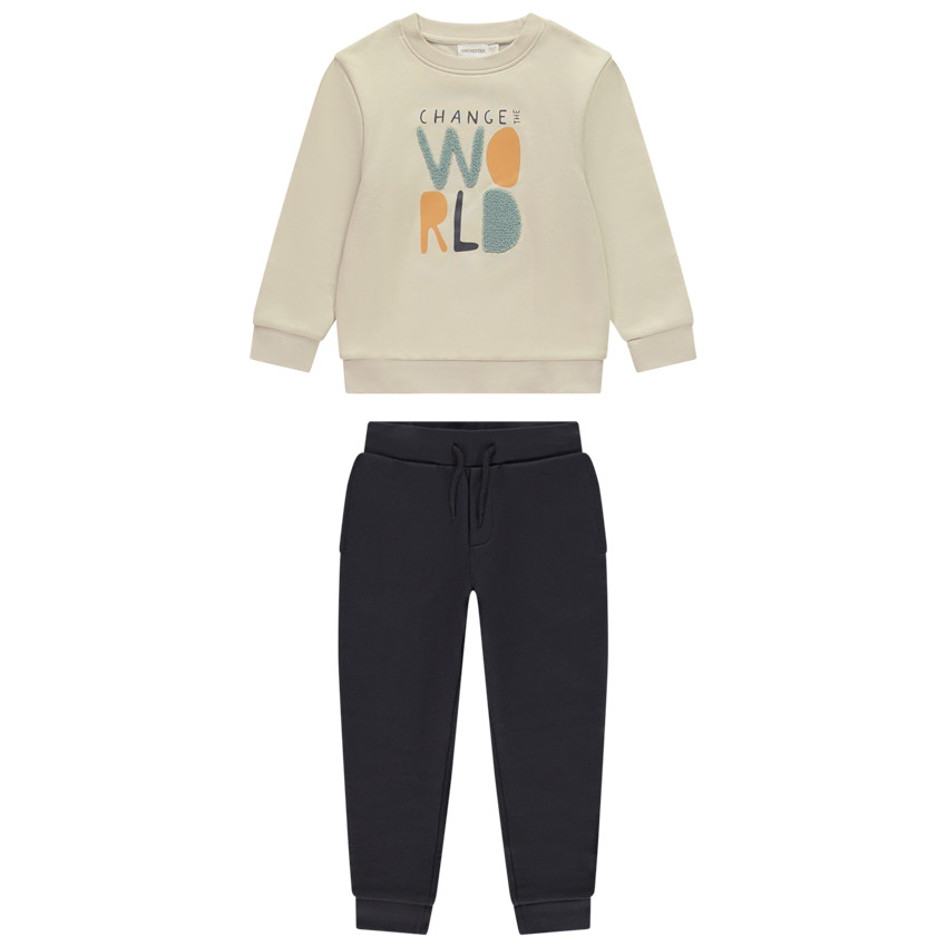 Ensemble jogging à patchs bouclettes et prints pour garçon 