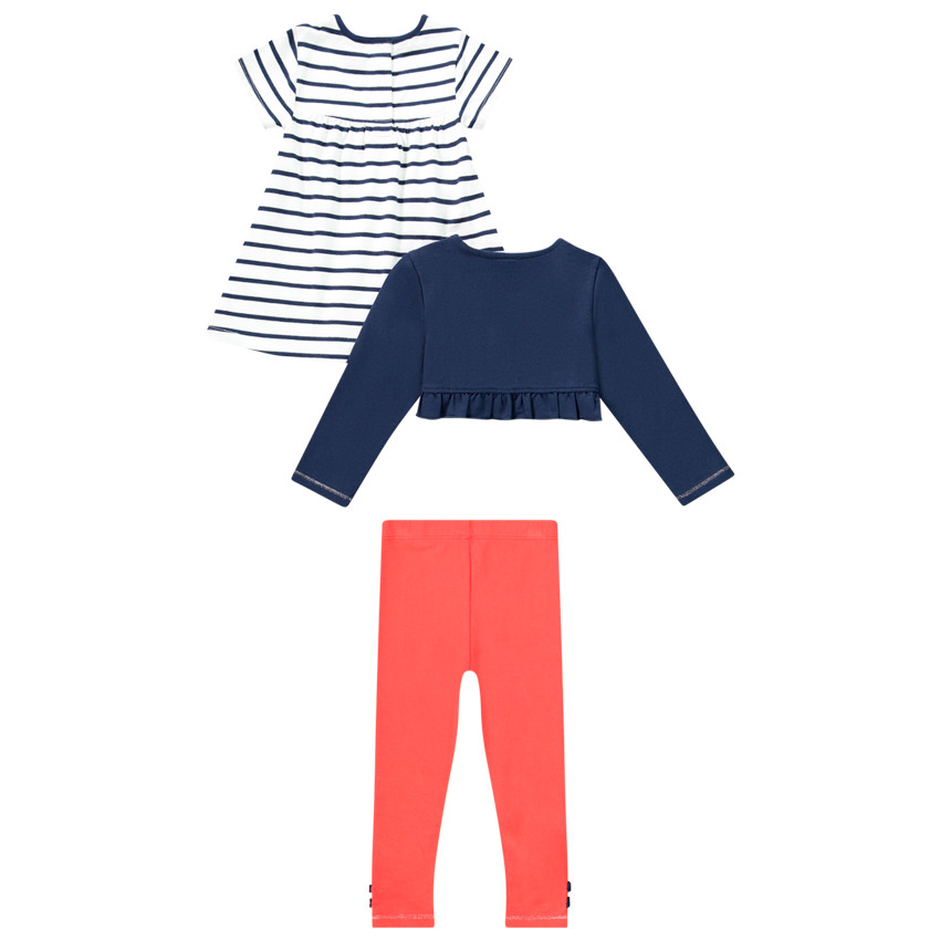 Ensemble 3 pièces tunique, gilet et legging pour bébé fille 