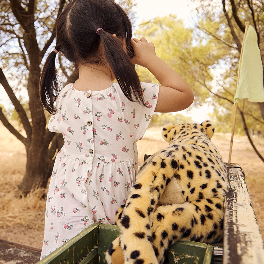 Robe manches courtes imprimé pêches pour bébé fille 