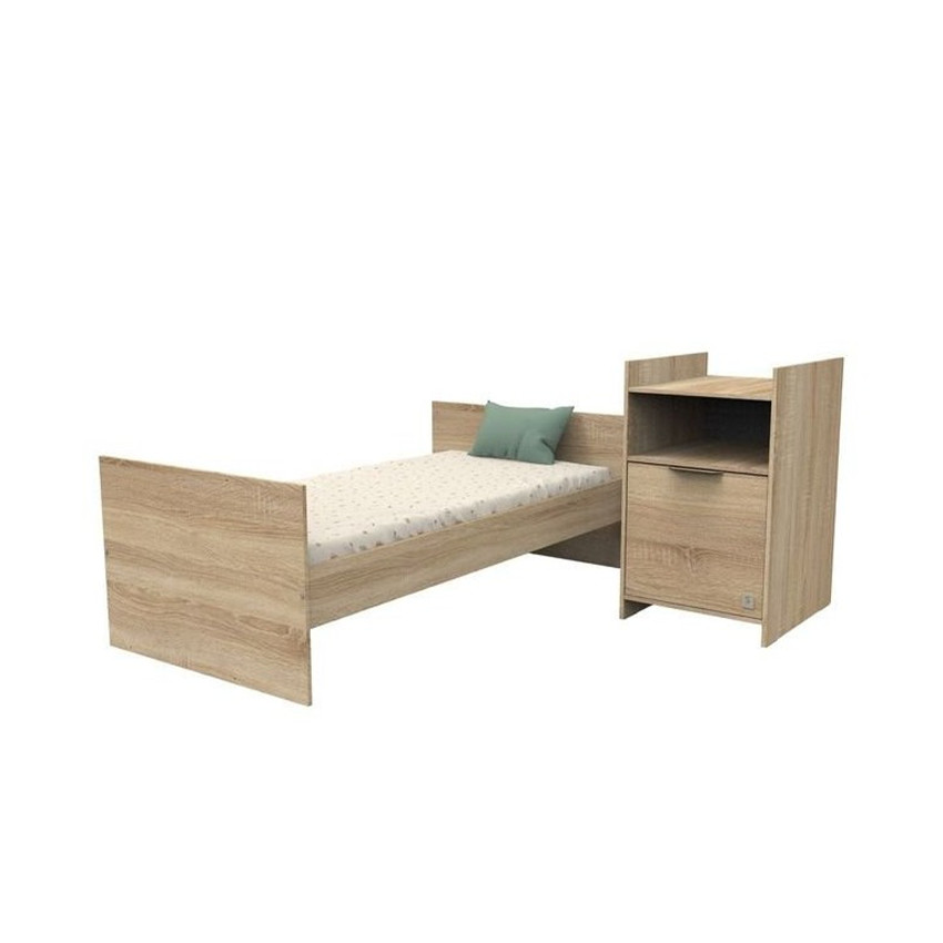 Lit combiné évolutif 60 x 120 cm + commode à langer Azur aspect chêne doré 