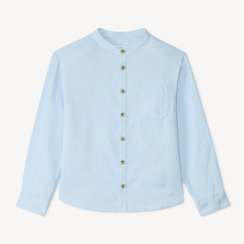 Chemise manches longues à col mao pour garçon