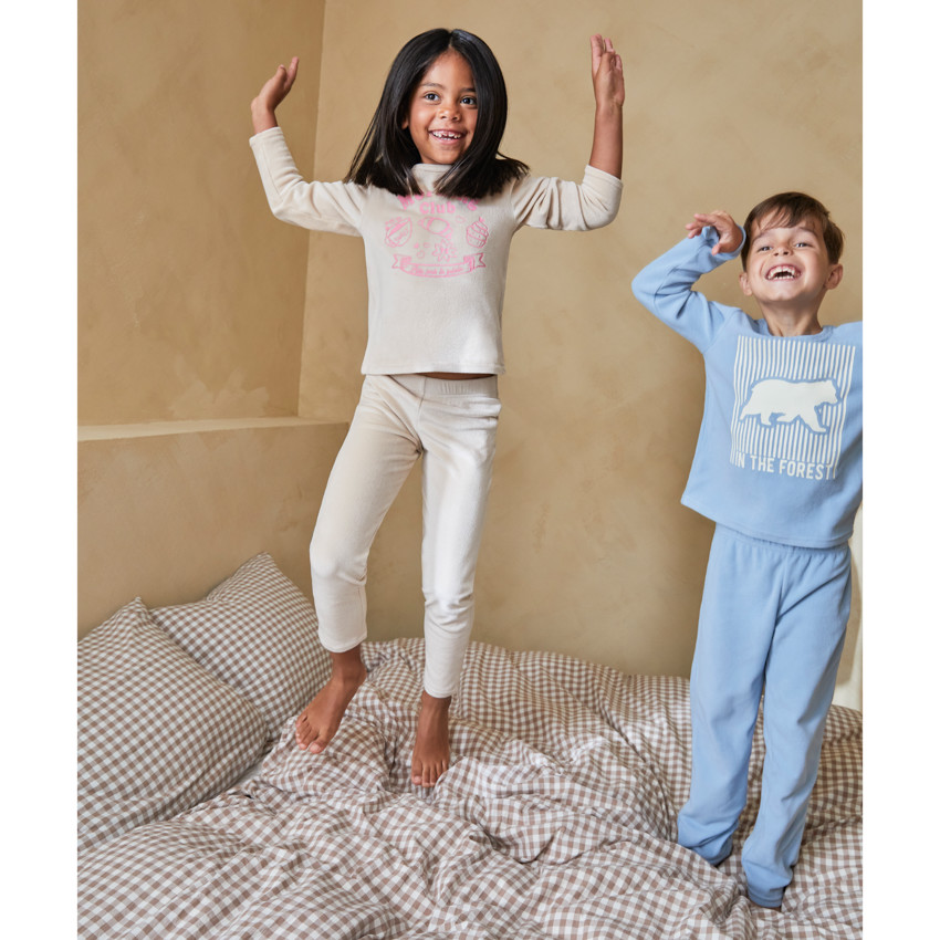 Pyjama 2 pièces en velours garçon print ours 