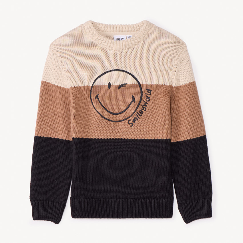 Pull en tricot effet color block SmileyWorld pour garçon