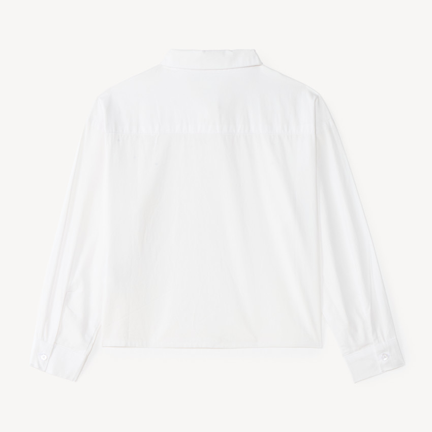 Chemise blanche à manches longues fille avec détails strass 