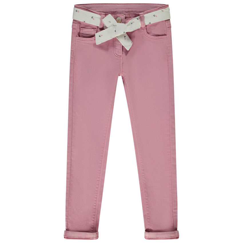 Pantalon slim + ceinture à nouer pour fille 