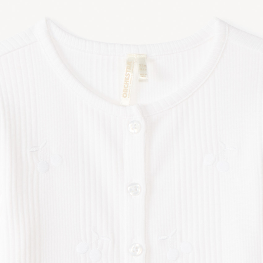 Gilet à manches longues avec broderie cerise pour bébé fille 