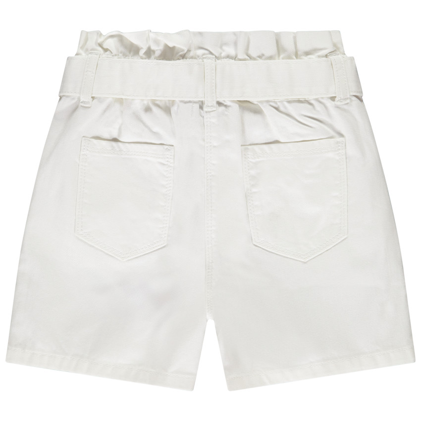 Short paperbag en twill avec ceinture à nouer pour fille 
