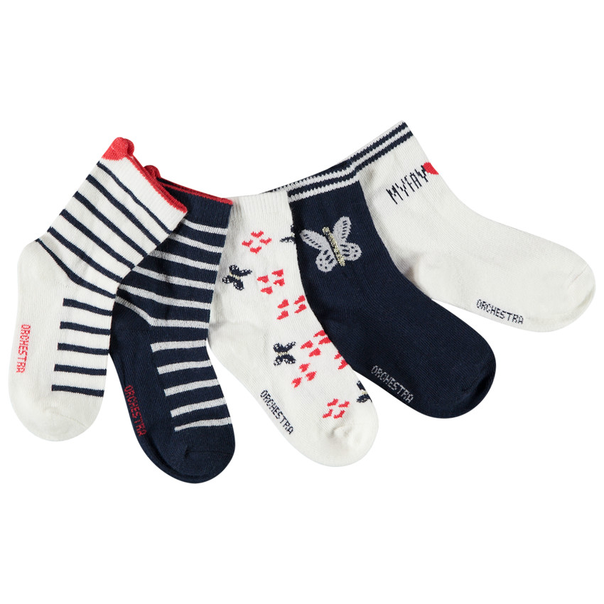 Lot de 5 paires de chaussettes fantaisie pour bébé fille