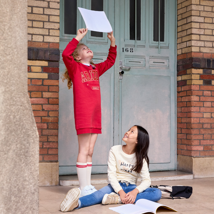 Robe en molleton fantaisie avec col chemise pour fille  