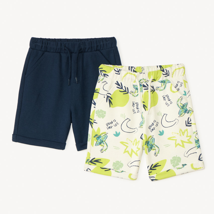 Lot de 2 bermudas en molleton fantaisie pour bébé garçon 