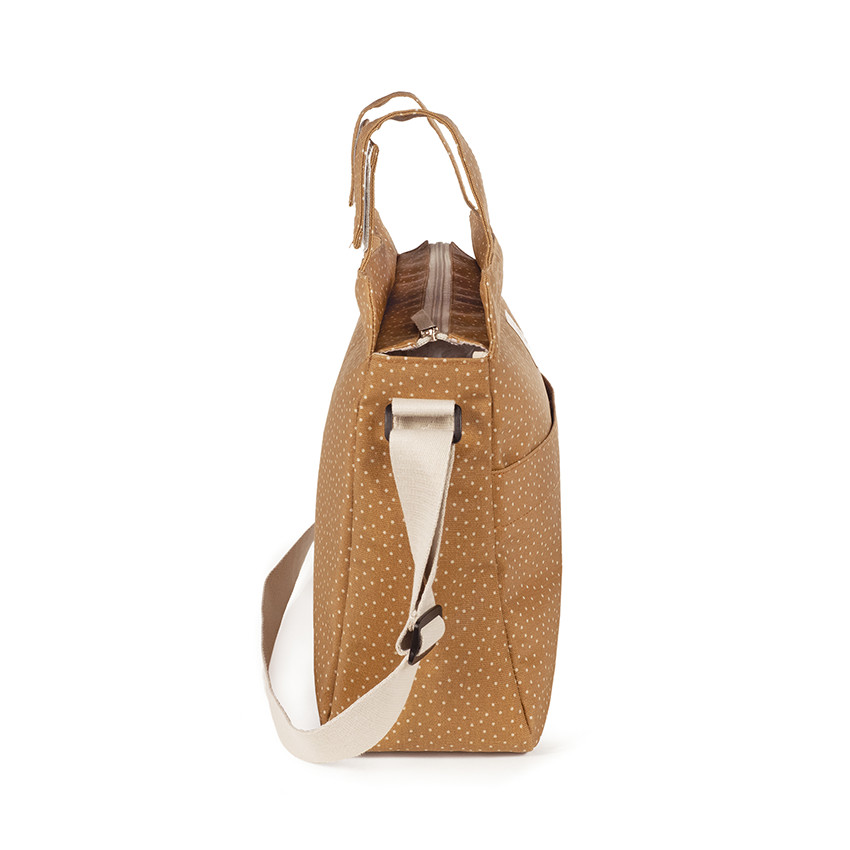 Sac à langer à pois Poppy cannelle + tapis 