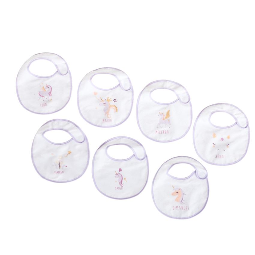 Lot de 7 bavoirs Licorne