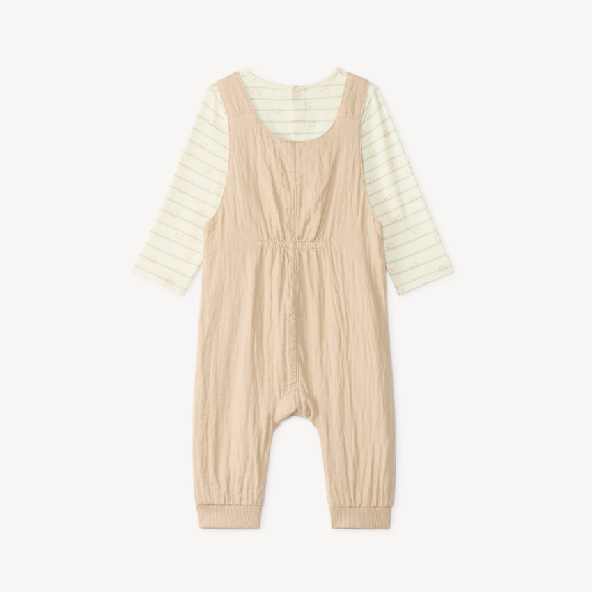 Ensemble bébé garçon salopette + t-shirt manches longues motif ourson 