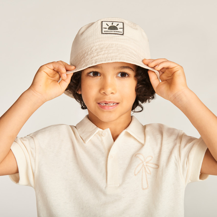Bob uni avec broderie soleil pour garçon