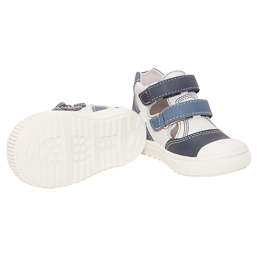 Salomés en cuir avec empiècements contrastés 