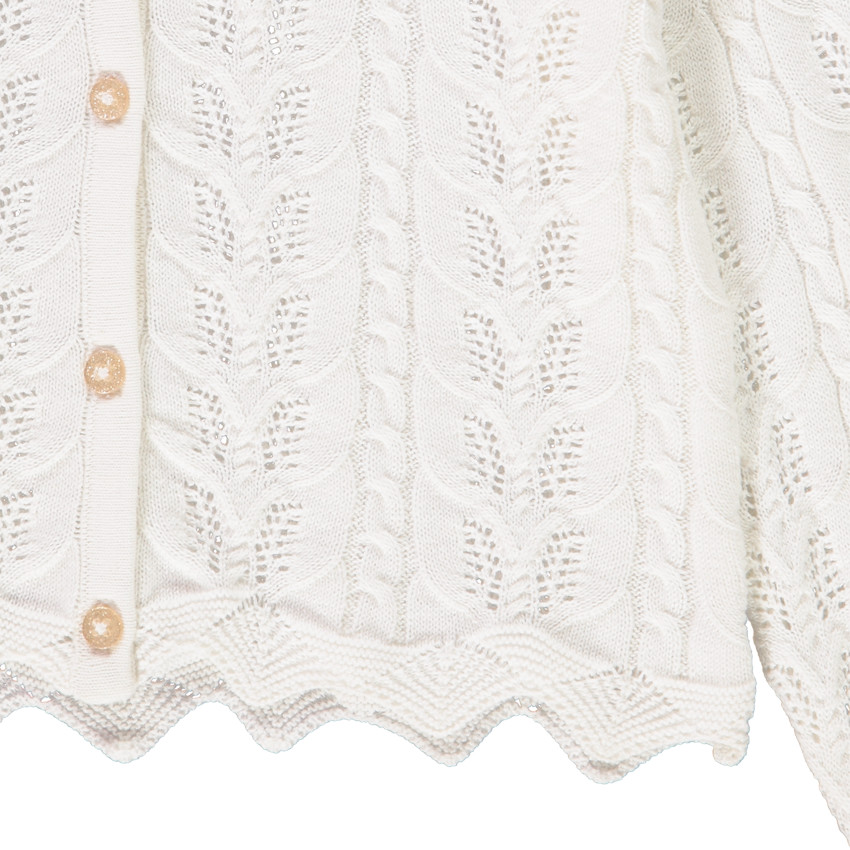 Gilet en tricot ajouré avec jeu de mailles torsadées pour fille 