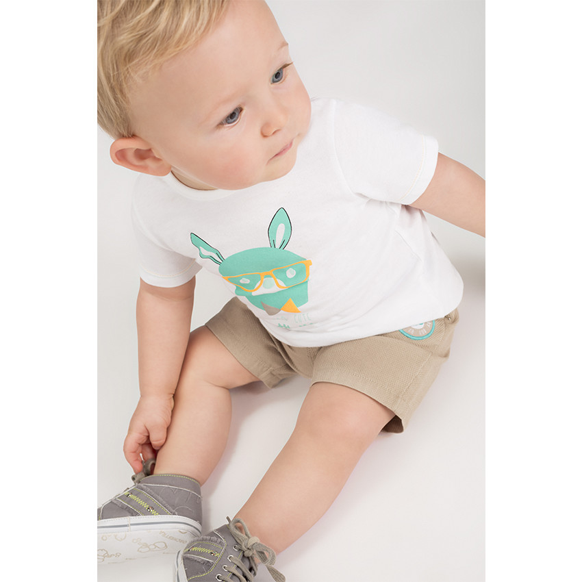 Ensemble avec tee-shirt print lapin et short à poches 