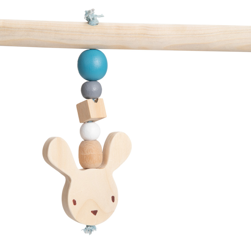 Arche d'éveil en bois + peluches en tricot - Bleu 