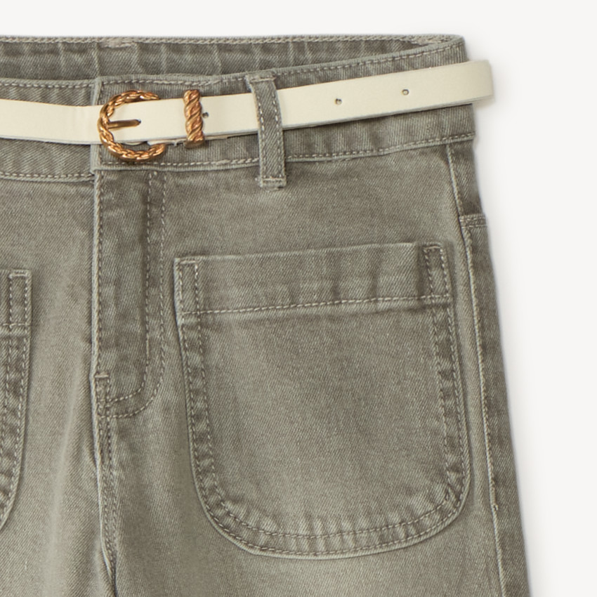Jean droit large avec ceinture pour fille 
