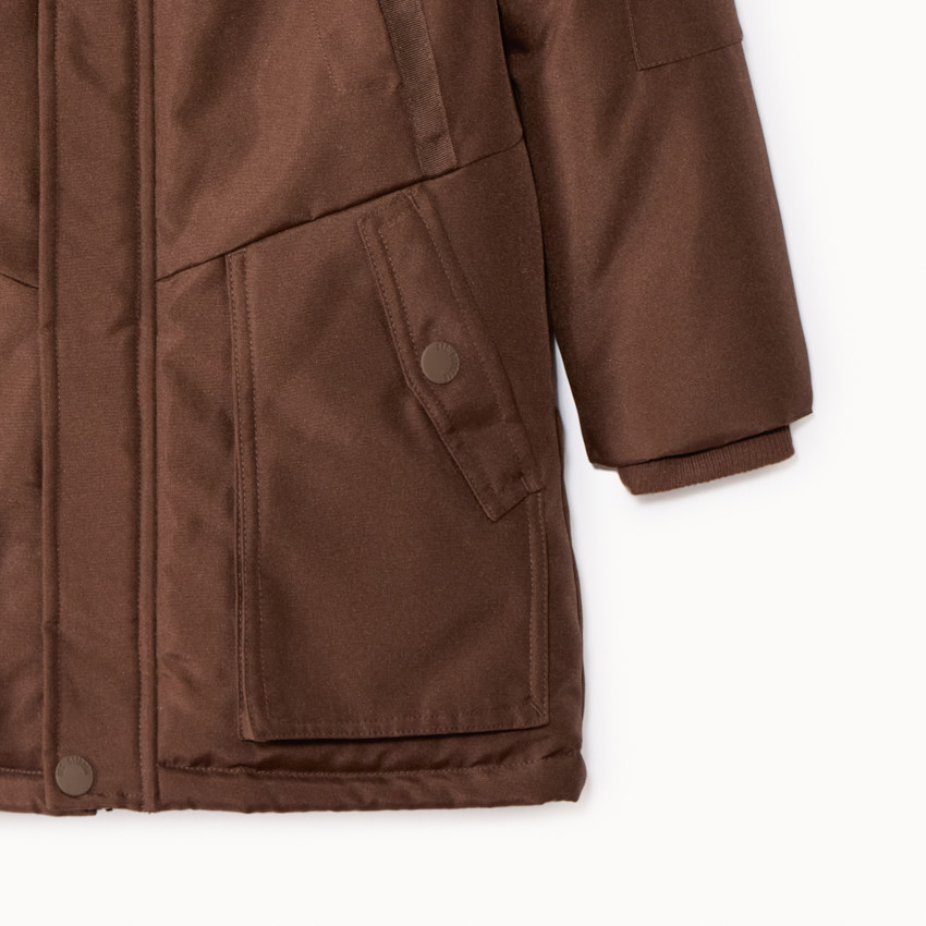 Parka uni en toile avec capuche effet fourrure pour garçon  