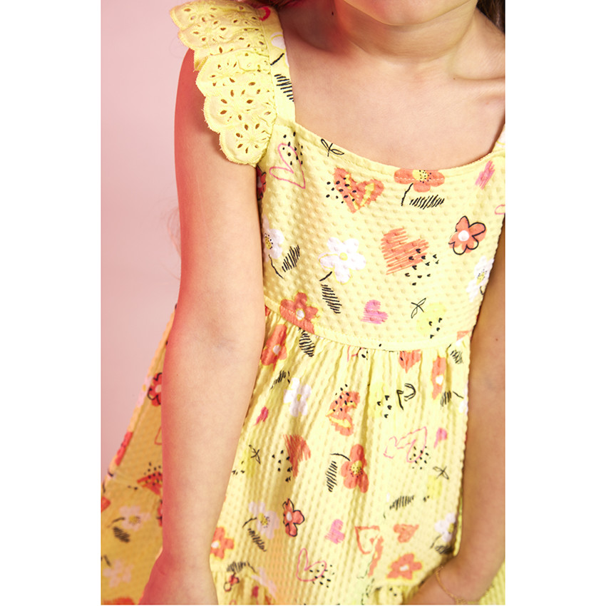 Robe en maille cloquée imprimé fantaisie pour fille 