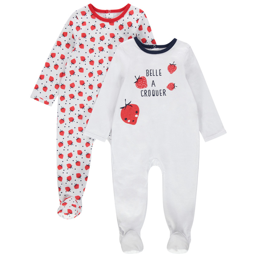 Lot de 2 dors-bien en coton print message et fraises