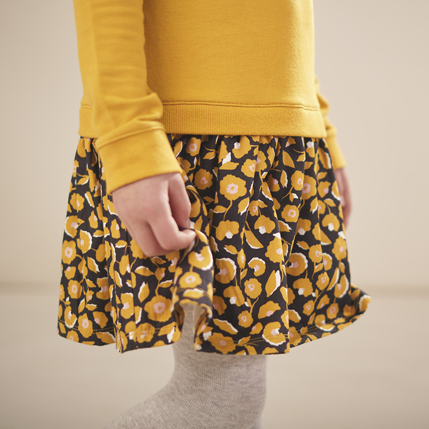 Robe manches longues effet 2 en 1 print fleurs 