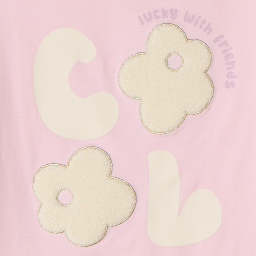 T-shirt manches courtes à patchs bouclettes pour fille 
