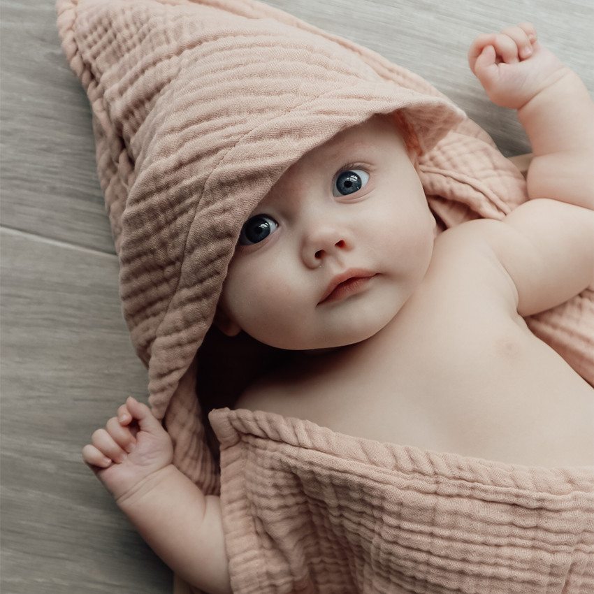 Cape de bain en mousseline de coton Bio powder 