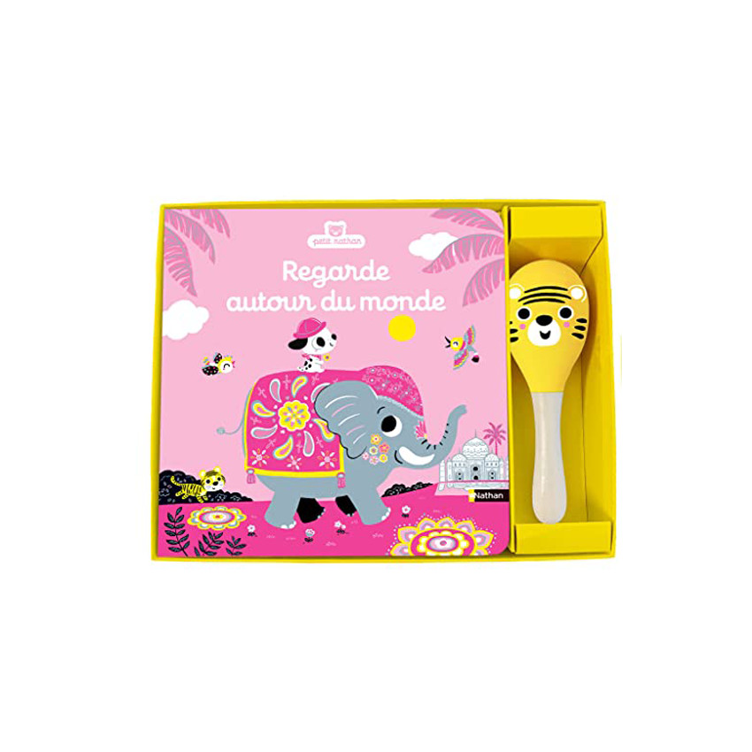 Livre d'éveil sonsoriel avec maracas 