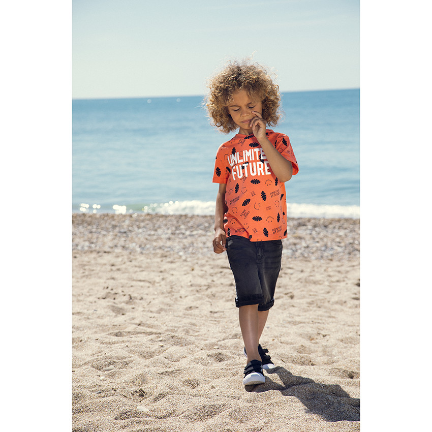 T-shirt manches courtes à capuche imprimé SmileyWorld pour enfant garçon 