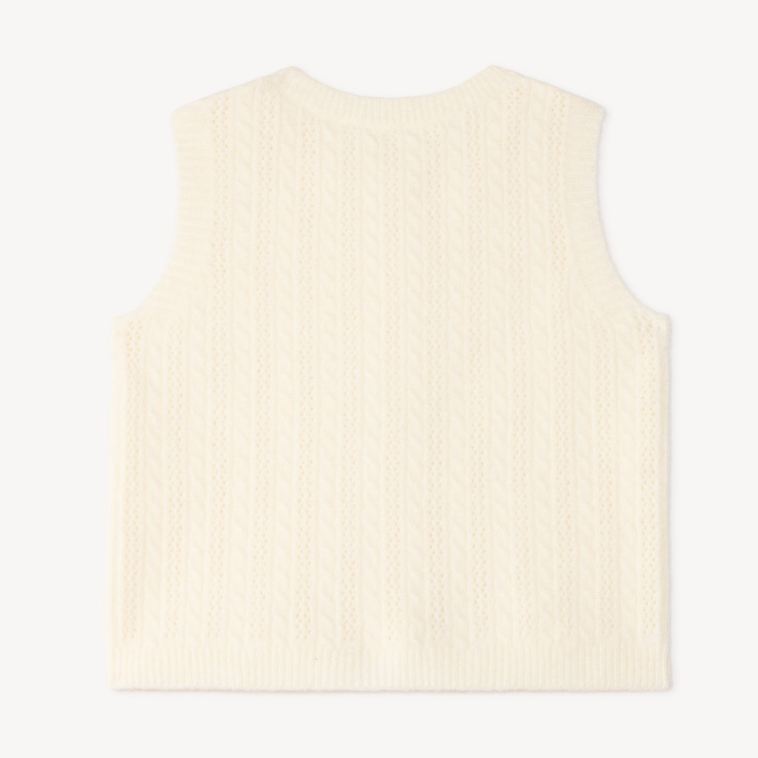 Gilet fille en tricot fantaisie sans manches 