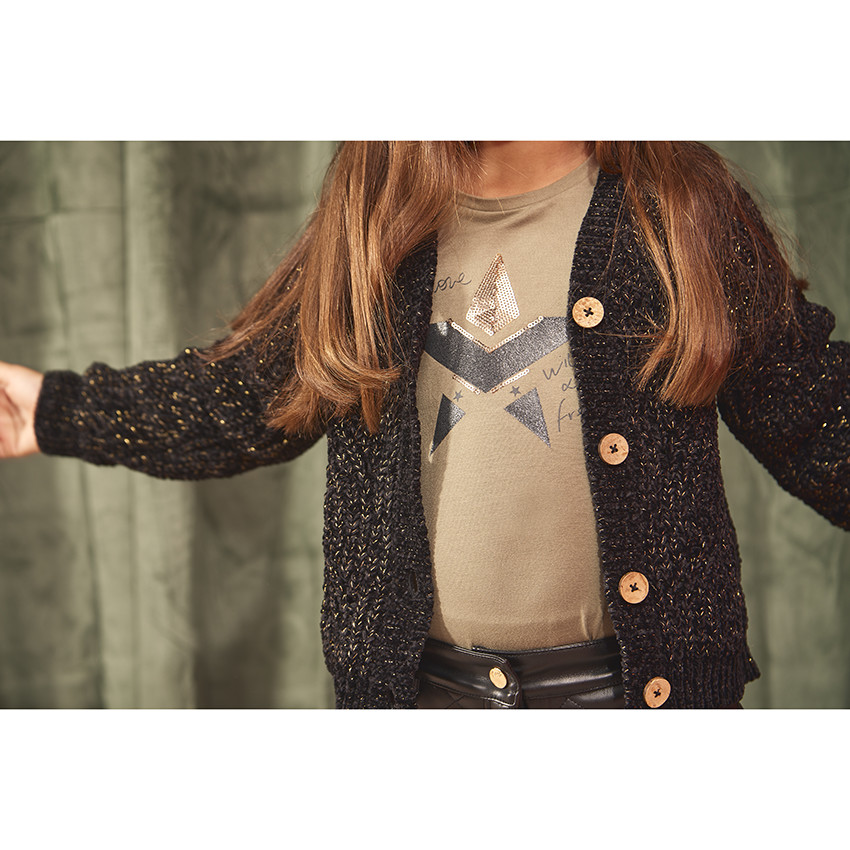 T-shirt manches longues en jersey print sequins pour fille 