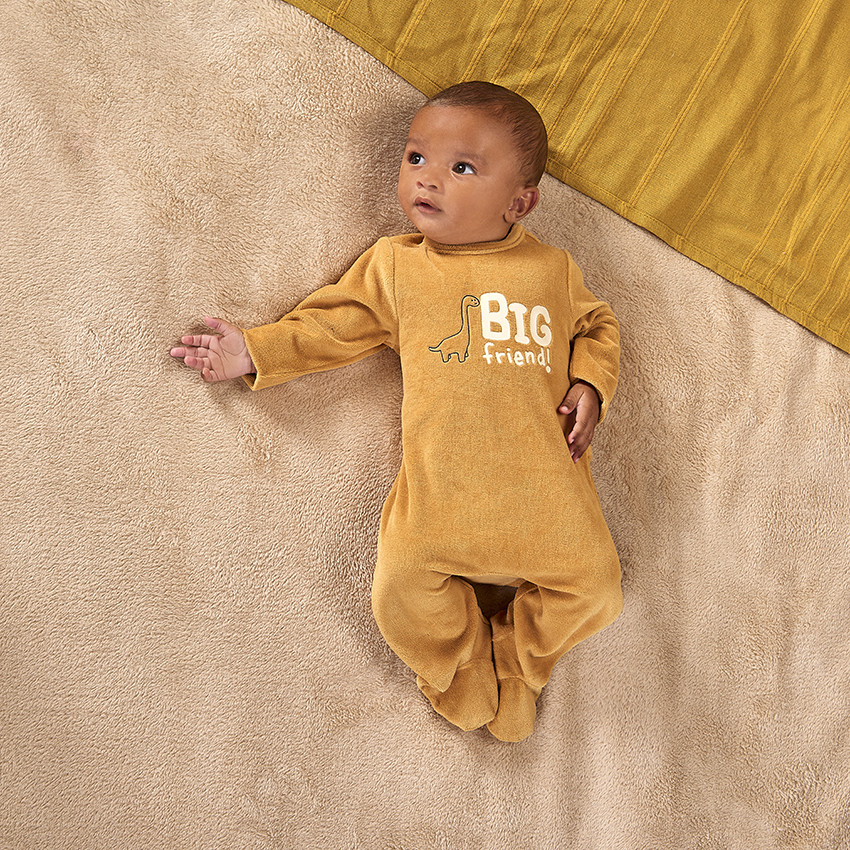 Dors bien en velours et print fantaisie pour bebe garcon