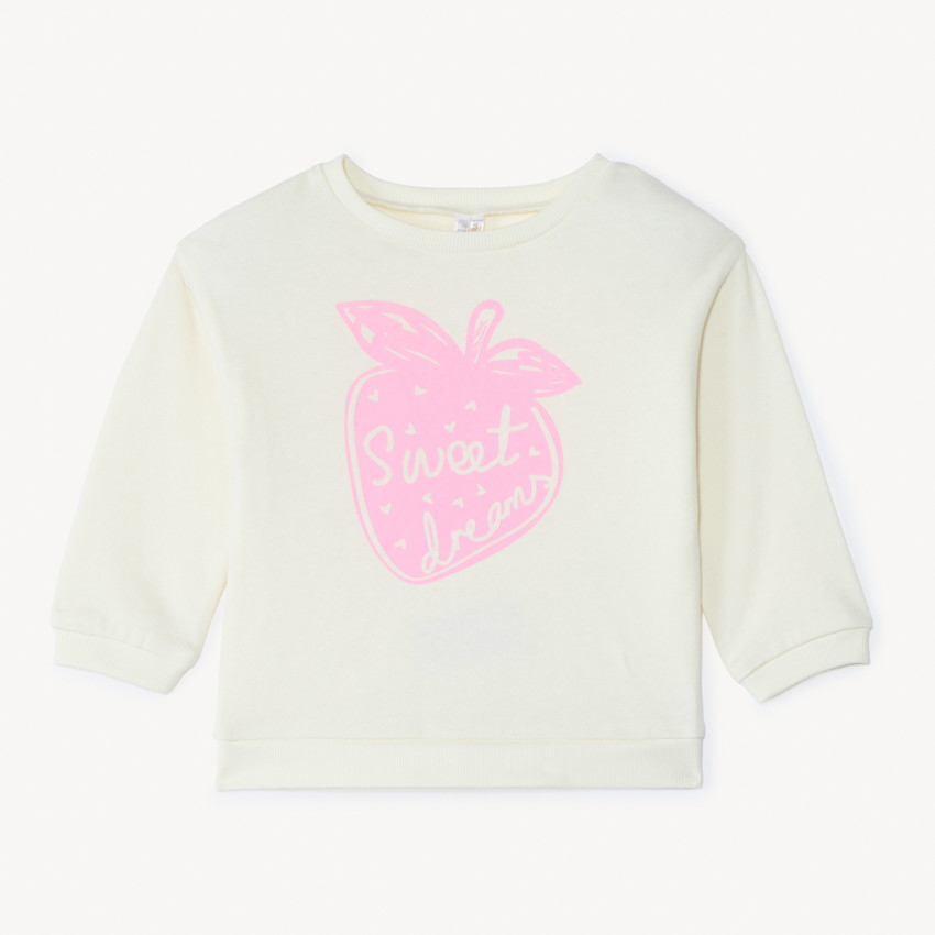 Sweat molleton print fraise pour bébé fille 
