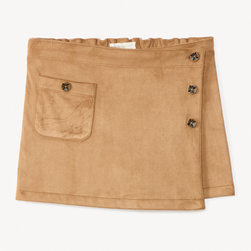 Jupe-Short portefeuille effet daim pour fille