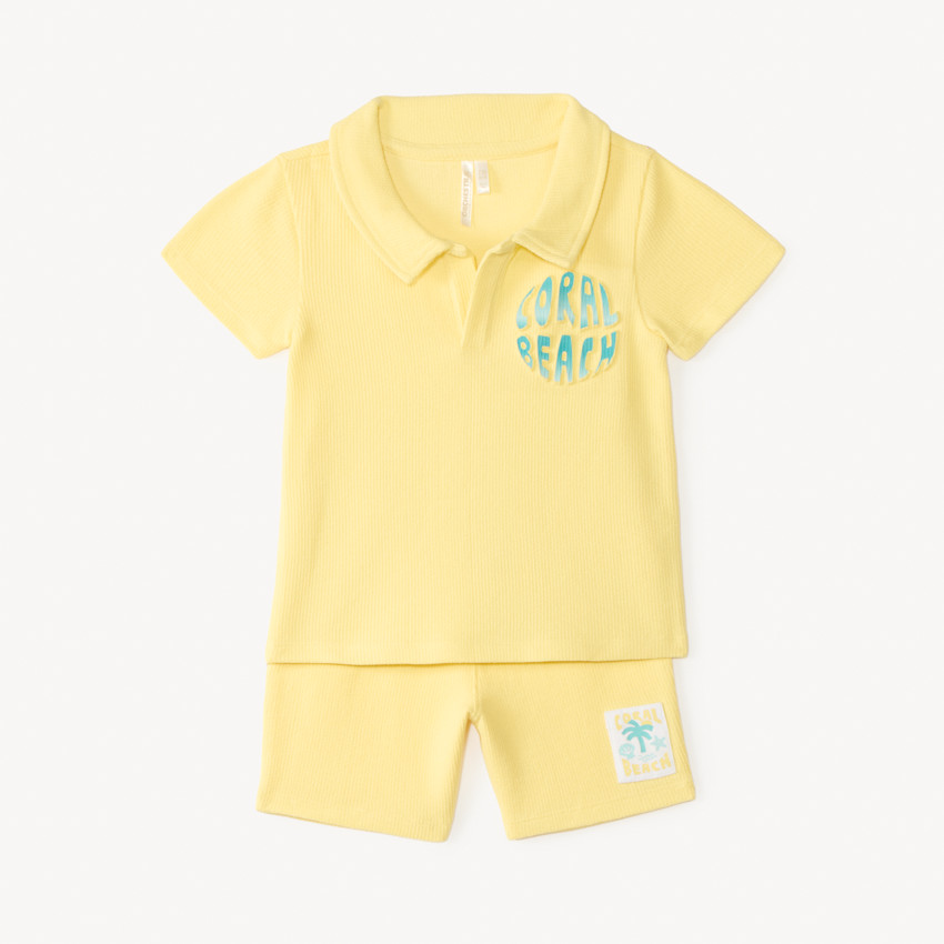 Ensemble 2 pièces polo + short avec print 3D fantaisie pour bébé garçon 