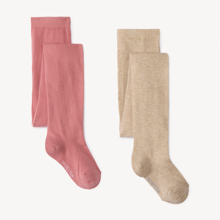 Lot de 2 collants épais unis pour fille 