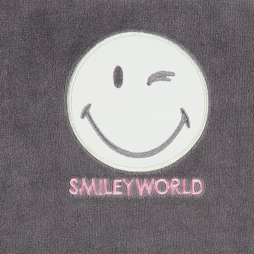 Pyjama en velours bicolore avec patch Smiley 