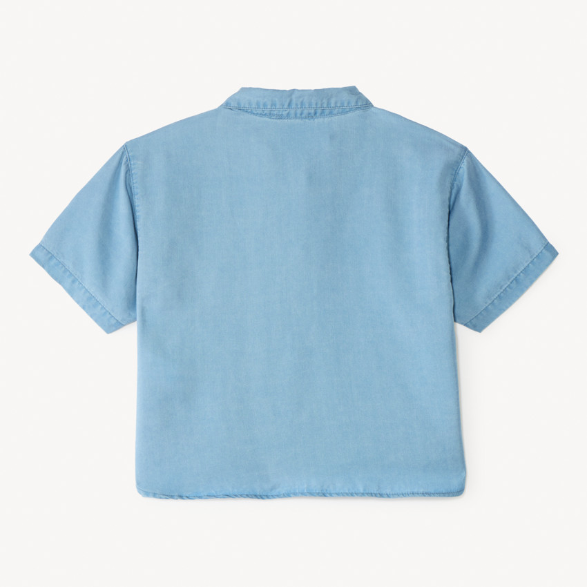 Chemise manches courtes épaules smockées fleurs en cording pour fille 