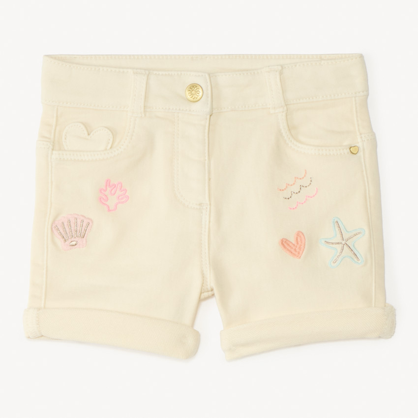 Short en jean broderie fantaisie pour bébé fille
