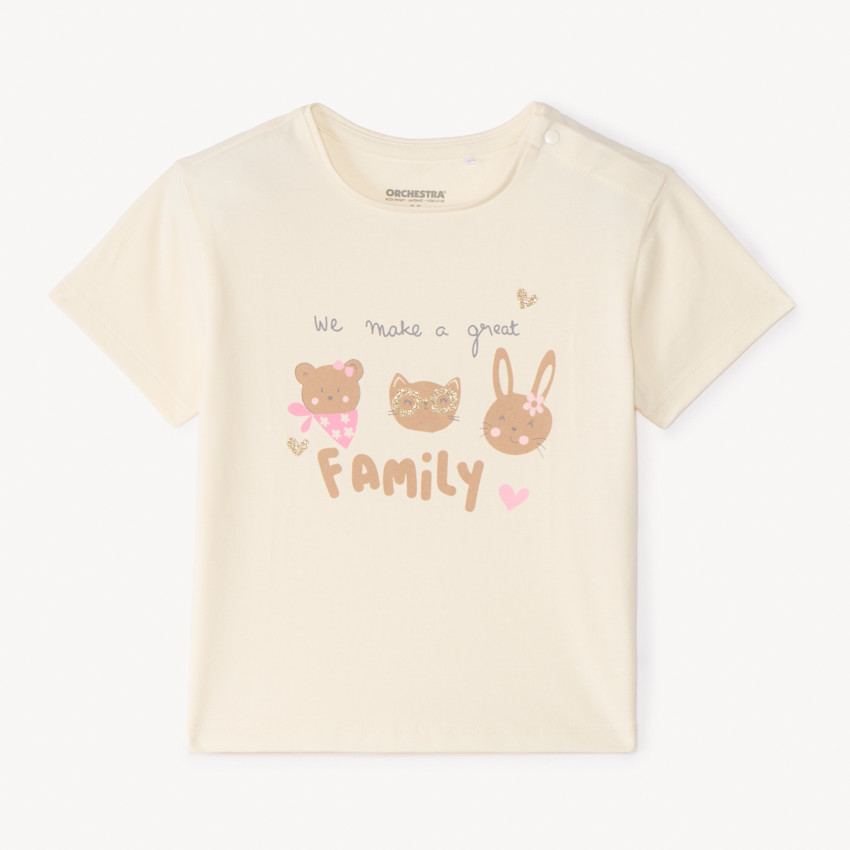T-shirt manches courtes print animaux pour bébé fille