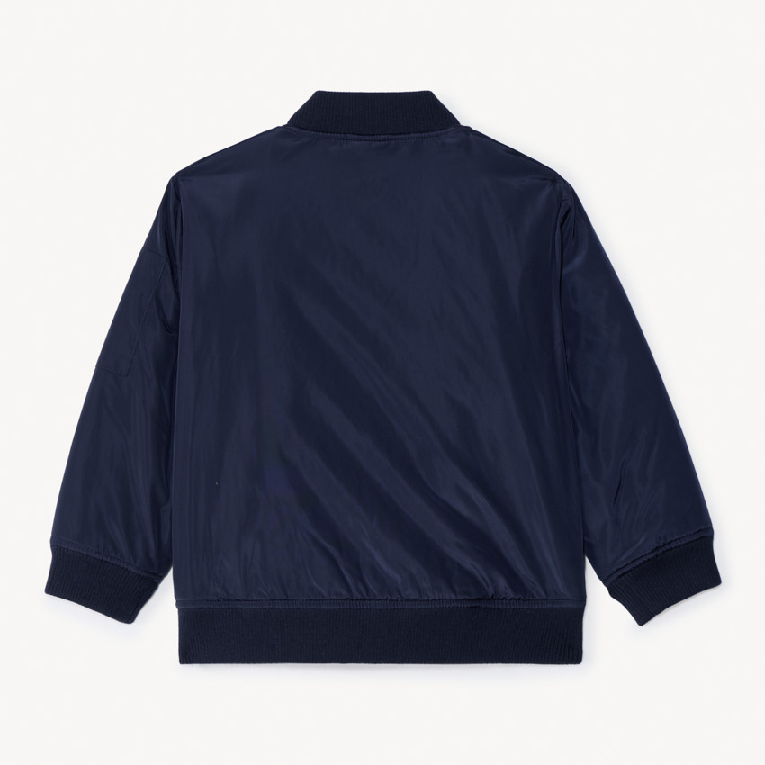 Blouson teddy bleu marine en toile doublé pour garçon  