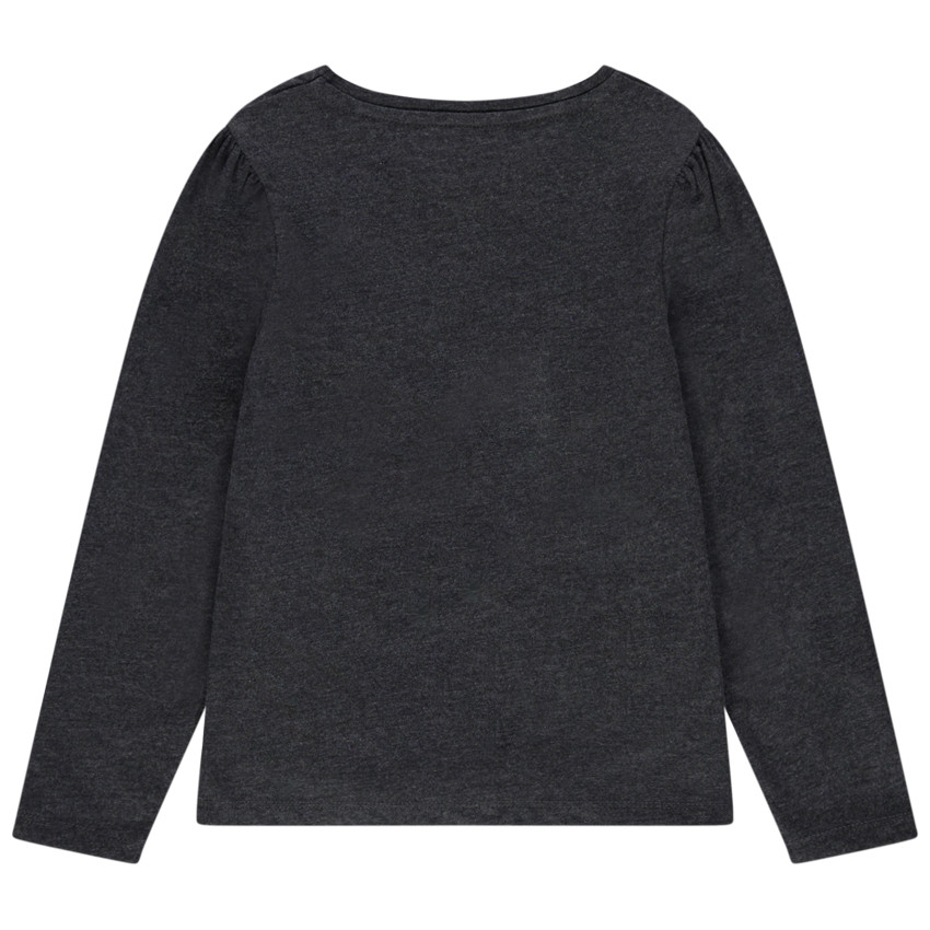 T-shirt manches longues chiné à inscription dorée 