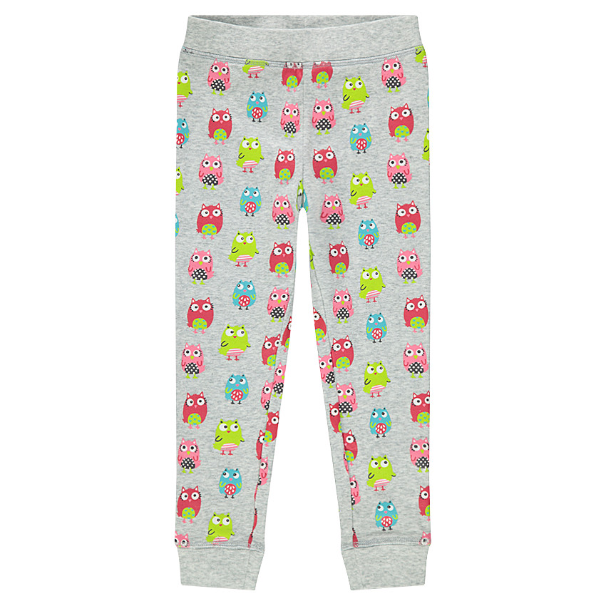 Pyjama long en coton print et imprimé chouettes fantaisie 