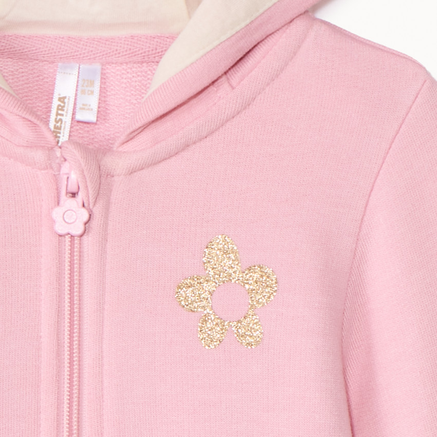 Gilet molleton à capuche ludique pour bébé fille 